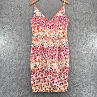 Black Halo Dress Womens 10 Pink Floral Double V Sheath Mini Stretch Sleeveless - Изображение 1 из 4