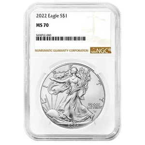 2022 $1 American Silver Eagle NGC MS70 Brown Label - Picture 1 of 3