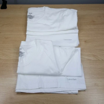 Camisa CALVIN KLEIN Para Hombre Mediana Blanca Paquete de 2 Camisetas Cuello Redondo 100% Algodón Calce Clásico Foto 1 de 3