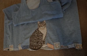 Salopette donna 2XL bavaglino denim GATTI maxi abito cottagecore ricamato patchwork - Foto 1 di 16