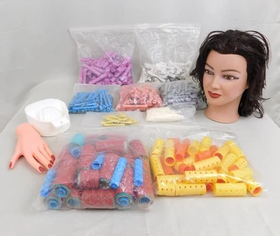 Cosmetology School Board Practice Lot Perm Rods Curlers Mannequin Head Hand C900 - Image 1 of 4
