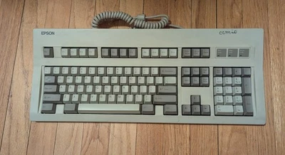 Vintage Epson Mechanical Keyboard Q203A Clicky AT Computer 5 Pin DIN Plug - Image 1 of 3