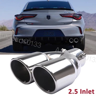 2.5 Inlet Rear Car Dual Exhaust Muffler Tip Tail Pipe Steel For Acura TLX ILX TL Foto 1 de 4