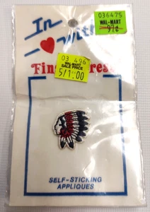 Vintage Krieger Kopf Kleid Fingerpresse Applikation ~ Indianer Häuptling Kopf Applikation - Bild 1 von 9