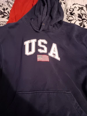 2xl USA hoodie black with pocket with red, white and blue lettering  - Изображение 1 из 2