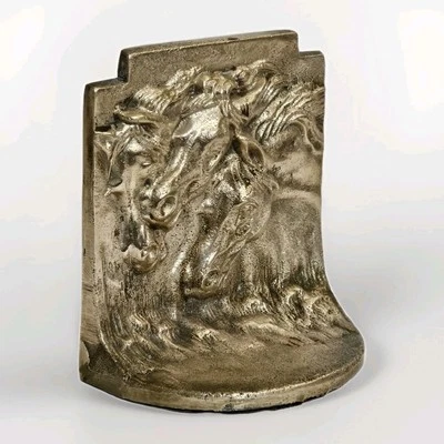 Antique Art Deco J.L. Drucklieb 3 Horses Heads Bronze Doorstop – Collectible    - Image 1 of 4