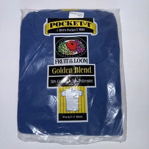 Vtg Fruit of The Loom 1996 Mens Pocket-T Golden Blend Blue Sz XXXL 54-56 NOS - Picture 1 of 3