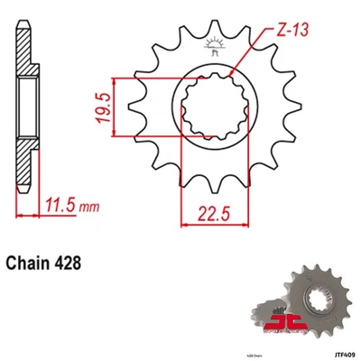 Piñones contraeje JT piñón 428 paso 16 dientes Suzuki DR125 (1986-1988) Foto 1 de 2