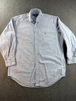 Polo Ralph Lauren Mens 16 Blue Slim Fit Stretch Oxford Button Down Flesh Pony - Image 1 of 4