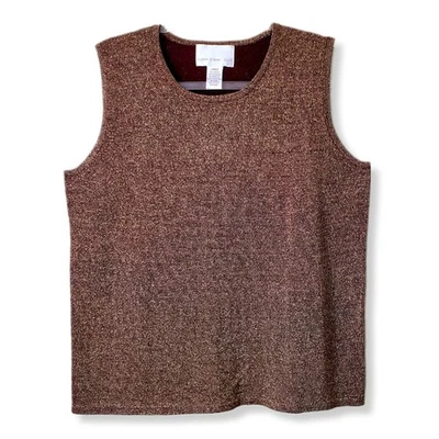 Suéter De Colección Años 80 90 Susan Graver Marrón Dorado Tejido Tanque L Vacaciones Cóctel Otoño Foto 1 de 4