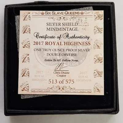 2017 Silver Shield Royal Highness Proof 1oz Silver Coin- 575 Mintage - Image 1 of 4