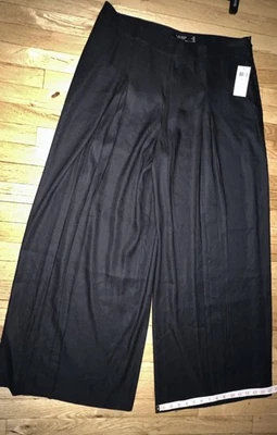 $195 Новый с Ярлыками POLO RALPH LAUREN льняной широкие ноги Palazzo брюки черный карманы размер 18 XXL - Изображение 1 из 4