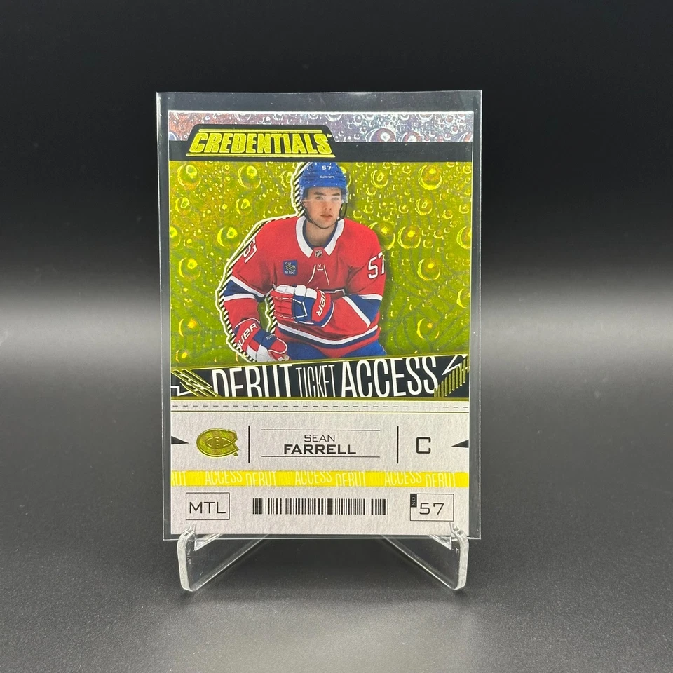 2023-24 UD Credentials SEAN FARRELL #170 Debut Ticket Access Yellow RC - Image 1 of 4