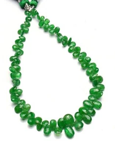 Natural Gem Tsavorite Faceted 5x3 to 9x7mm Pear Shape Briolette Beads Strand 9" - Picture 1 of 5