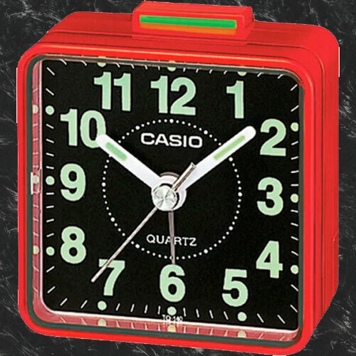 Casio TQ140-4D Reloj de Viaje Cuarzo Despertador Neobrite Negro Rojo con Batería Nuevo Foto 1 de 3