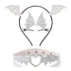 Devil Collar +Hair Clip +Hair Hoop Halloween Black Dark Bat Gothic Choker Set