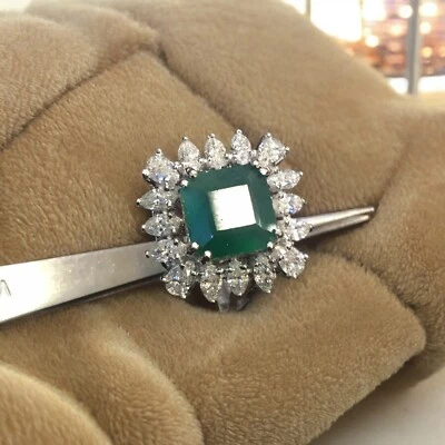 6,60 Cts F/VS1 Marquise Birnenform Diamanten Smaragd-Cocktail Ring 18K Weißgold - Bild 1 von 4