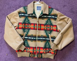1980s Pendleton High Grade Western Wear Navajo Zip Bomber Jacket L Vintage - Picture 1 of 13