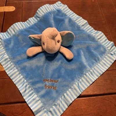 Garanimals Elephant Lovey 安全毯 蓝色和灰色“我最好的朋友” — 第 1/4 张图片