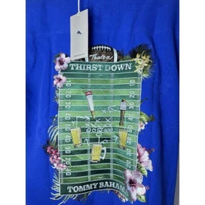 NUEVO CON ETIQUETAS TOMMY BAHAMA THIRST DOWN Para hombres M Azul Seda Bordada S/S Camisa de Fútbol - Imagen 1 de 11