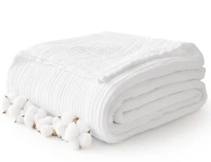 100% Cotton Muslin Blanket Large 50" x 70" 6 Layers Breathable and Lightweigh... - Picture 1 of 7