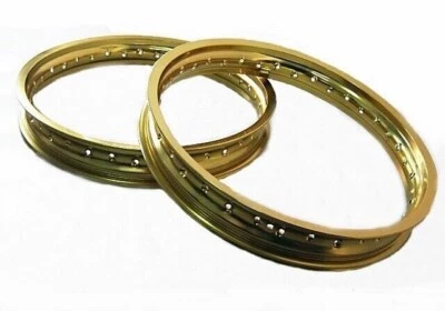 Fit KAWASAKI G5 A/B/C 1973-1975 ALU YELLOW GOLD FRONT & REAR  WHEEL RIM  #BI# Foto 1 de 4