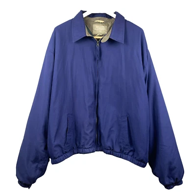 HAGGAR Full Zip Front Jacket Men's 2XL Navy Bomber Style Retro Grandpacore 90's - Image 1 of 4