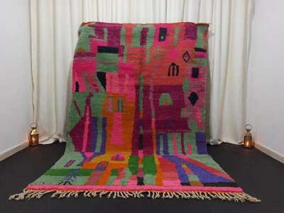 Colorful Area Moroccan Handmade Rug Berber Artistic Wool Multi Color Carpet - Image 1 of 4