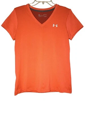 Under Armour Loose Heatgear Women's Sm Orange Short Sleeve V-Neck Athletic Shirt - Image 1 of 3
