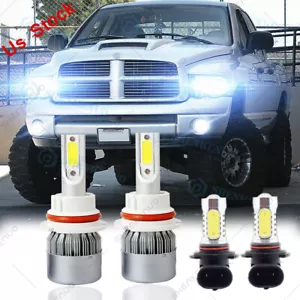 For 2003-2005 Dodge Ram 1500 2500 3500 4X 6000K LED Headlight + Fog Light Bulbs - Foto 1 di 10