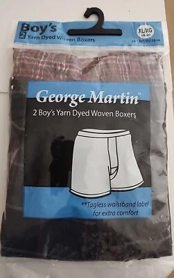 Paquete de 2 calzoncillos boxer tejidos teñidos con hilo George Martin para niños ropa interior de algodón talla XL (18-20) Foto 1 de 4