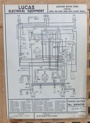 Diagrama de cableado original LUCAS Jaguar XK120 1950-54 Foto 1 de 2