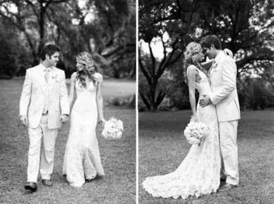 Elegante Vestido de Novia Sirena Cuello en V Encaje Jardín Espalda Abierta Vestido de Novia 2 4 6 8 10++ Foto 1 de 4