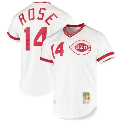 Cincinnati Reds Pete Rose #14 Mitchell & Ness White 1975 MLB Authentic Jersey Cover