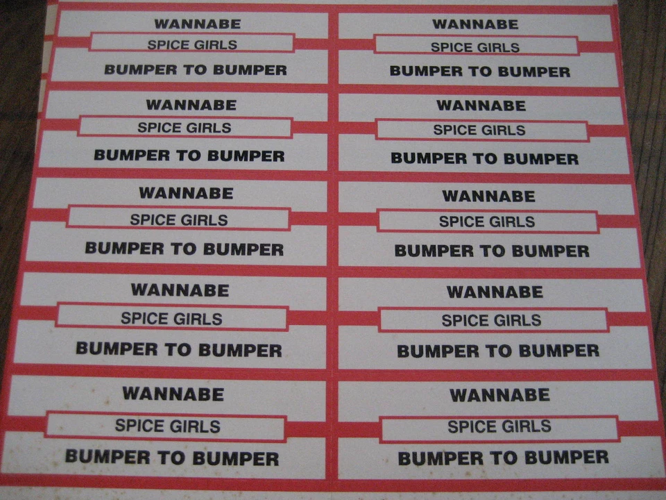 Jukebox Star Title Strip Full Sheet SPICE GIRLS Wannabe / Bumber to Bumber - Image 1 of 1