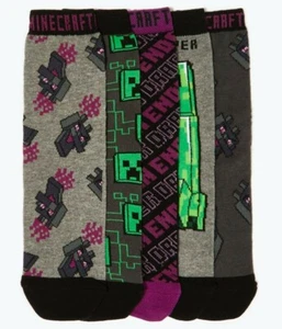 5 Pairs Minecraft Boys Socks Grey Green Purple Sizes 6 Infant -3.5 UK - Picture 1 of 2
