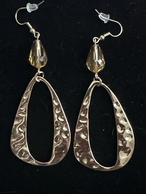 Pendientes colgantes martillados oro piedra topacio J CREW NUEVA OFERTA 4 CARIDAD❤️317 Foto 1 de 3