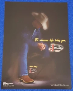 2002 JUSTIN COWBOYSTIEFEL ORIGINAL FARBDRUCK WERBUNG "FOR WHERE LIFE TAKES YOU" - Bild 1 von 1