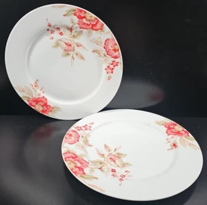 2 Portmeirion Rote Rose Speiseteller Set Floral Weiß Tisch Servierschale Zuhause Posten - Bild 1 von 24