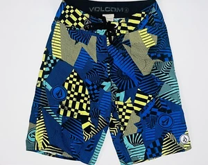 Hurley Boys Teal Blue Geometric Hybrid Board Shorts Sz 8/24 - Picture 1 of 2