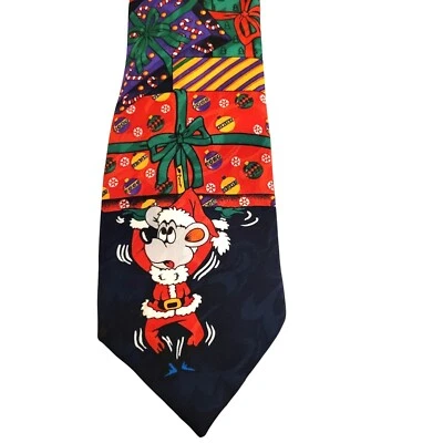 Corbata de Navidad Ratones Envoltura Regalos 60" Rojo Negro Verde Novedad por Surrey Foto 1 de 4