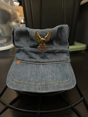 De colección Levi’s Denim Naranja Pestaña Ingeniero Conductor Gorra Ajustada 7-1/4? Harley Foto 1 de 4