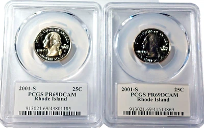 2001s 25c PCGS PR69DCAM Rhode Island State Quarters Lot of 2 - Image 1 of 2
