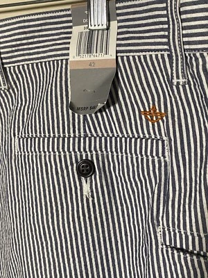 PANTALONES CORTOS CASUALES DOCKERS PACIFIC Gris y Blanco Rayas Ligeros Para Hombre Talla 42 Nuevos con Etiquetas Foto 1 de 4