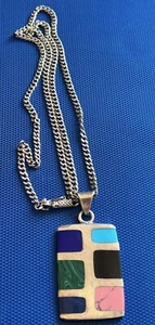 Statement Multi Stone Necklace México Sterling Silver 925 Malachite Lapislázuli+ - Picture 1 of 22