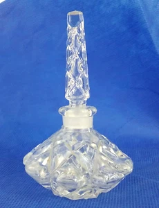 Perfume Bottle With Dauber Clear Etched Elegant Glass  - Picture 1 of 9