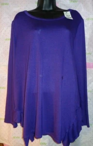 $49 LANE BRYANT 1X 14/16 RUFFLE HIP KNIT BLOUSE SOFT TEXTURED PURPLE top - Picture 1 of 5