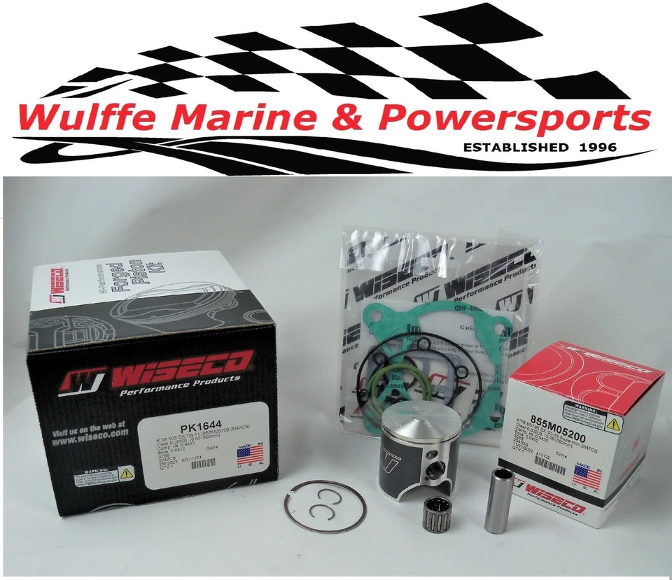 Wiseco Top End Rebuild Piston Kit KTM 105 SX 2004-11 52mm Std Bore PK1644 KTM105 - Image 1 of 1