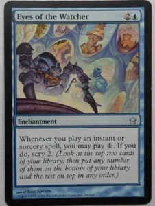 MAGIC THE GATHERING 2004 FIFTH DAWN BLUE EYES OF THE WATCHER ENCHANTMENT CARD - Picture 1 of 2