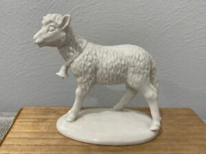 Vintage Nymphenburg Blanc de Chine Lamb w/ Bell Figurine Luise Terletzki Scherfs